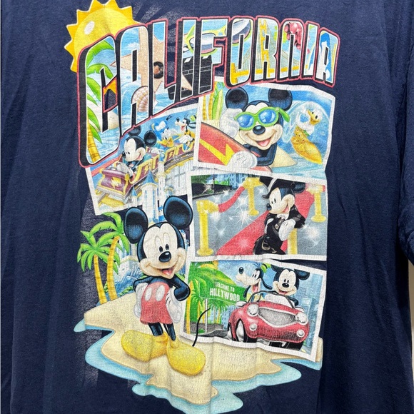 Vintage Disney Disneyland California Mickey Mouse Casual Tee Shirt Top Blue - Picture 2 of 4